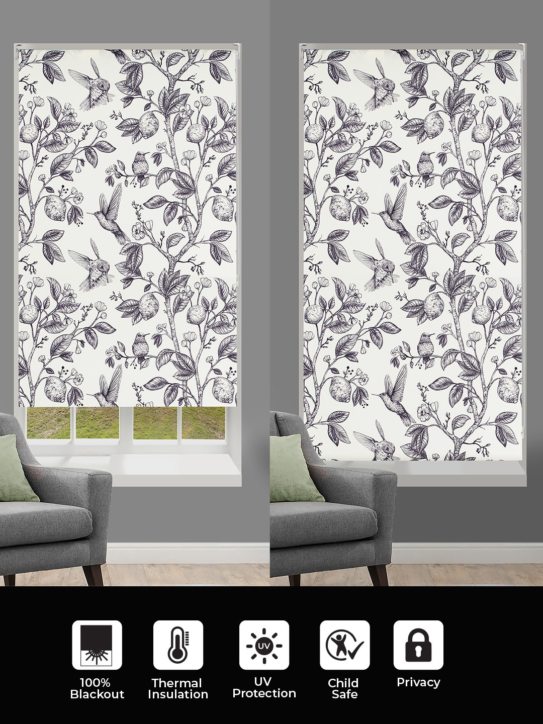 Printed Blackout Roller Blinds for Windows UV Protection